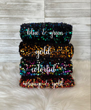 Load image into Gallery viewer, Velvet Sequin Orange and gold