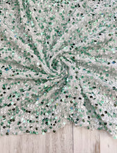 Load image into Gallery viewer, Velvet sequin white/ mint