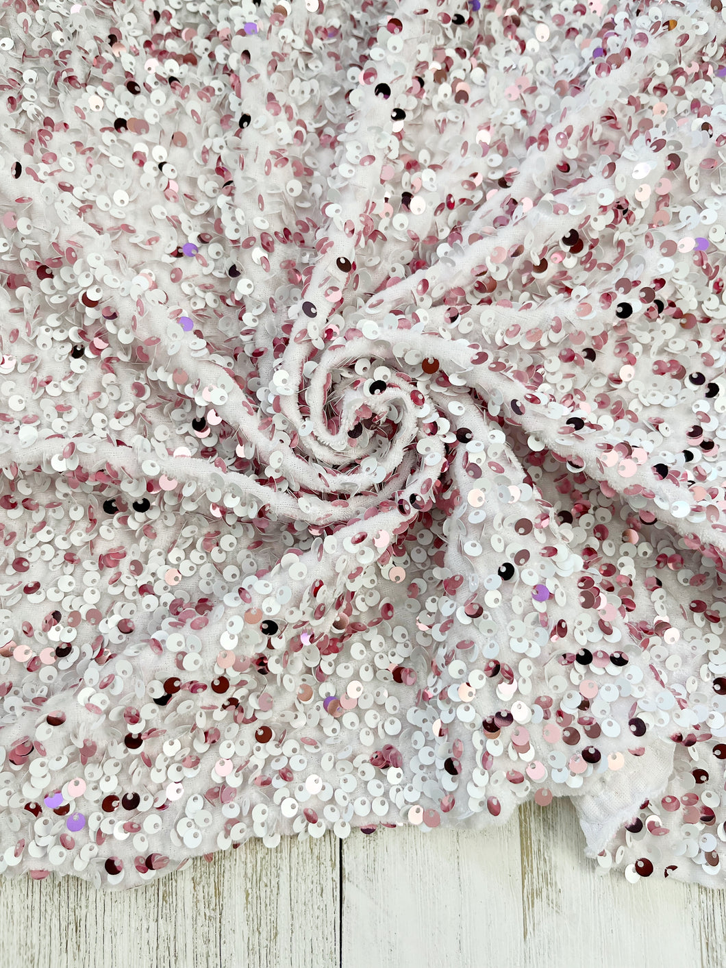 Velvet sequin white / pink