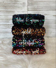 Load image into Gallery viewer, Velvet Sequin Orange and gold
