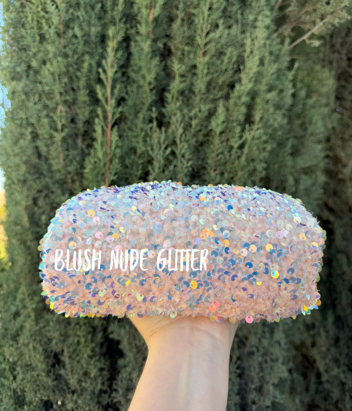 Velvet sequin blush nude glitter