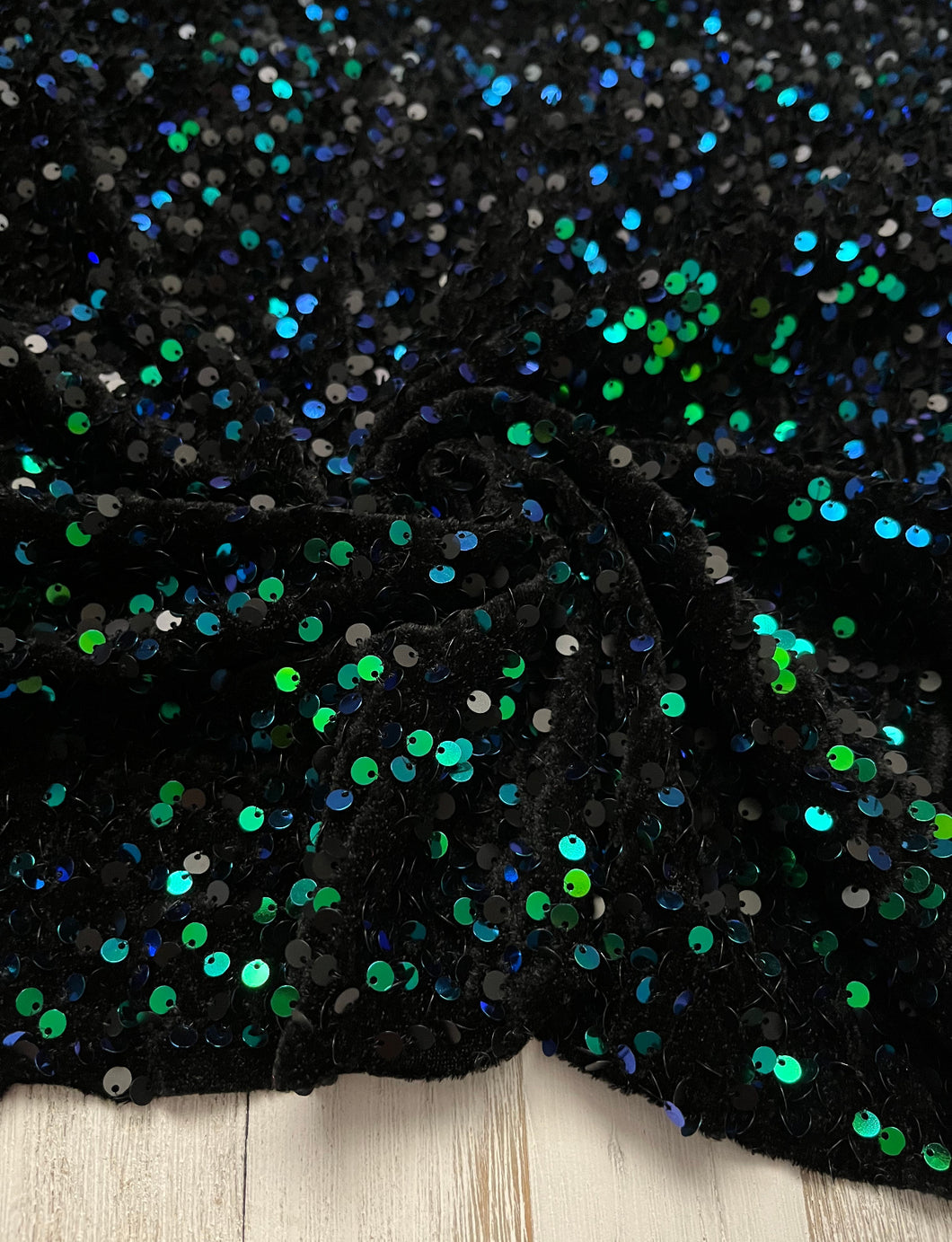 Velvet Sequin blue and green