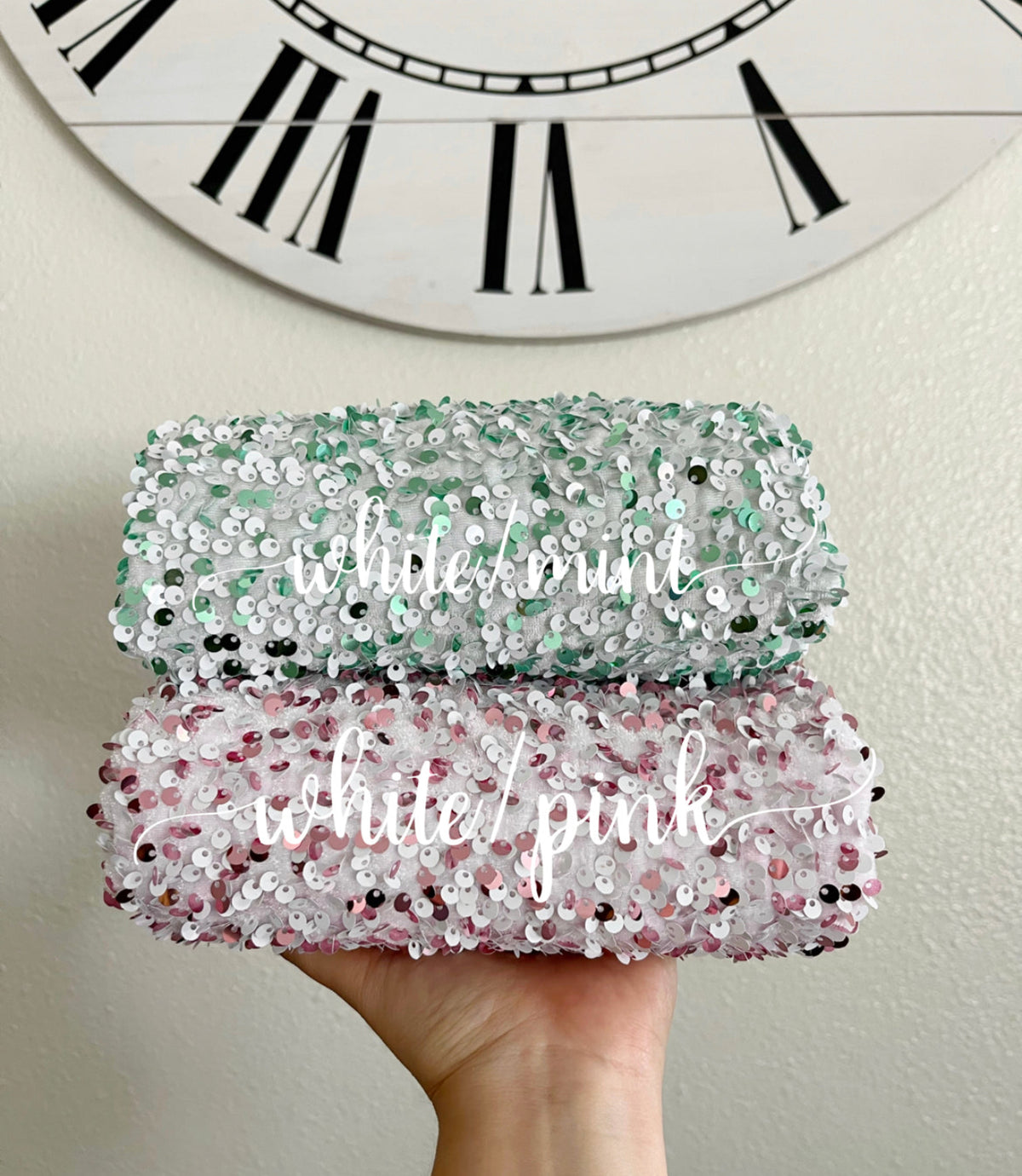Velvet sequin white/ mint