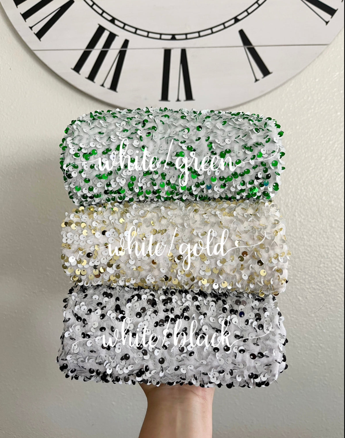 Velvet sequin white / black