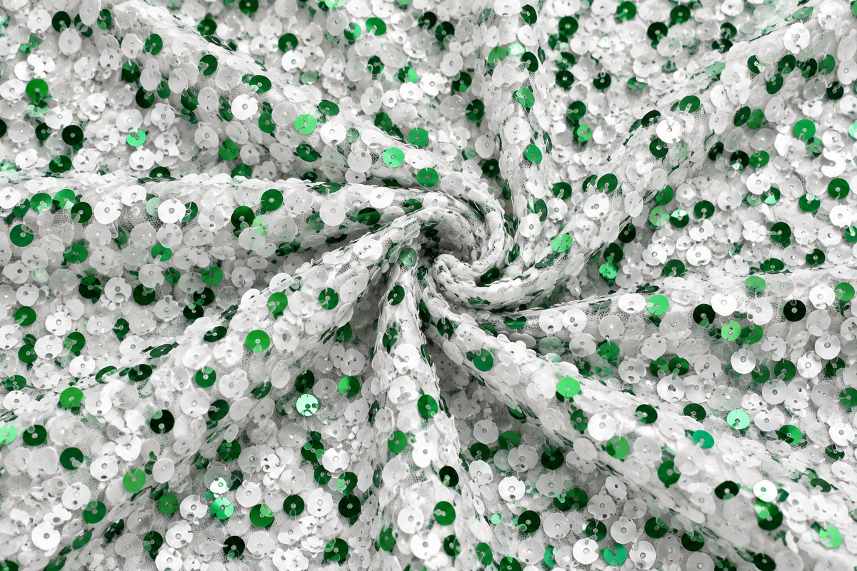 Velvet sequin white/ green