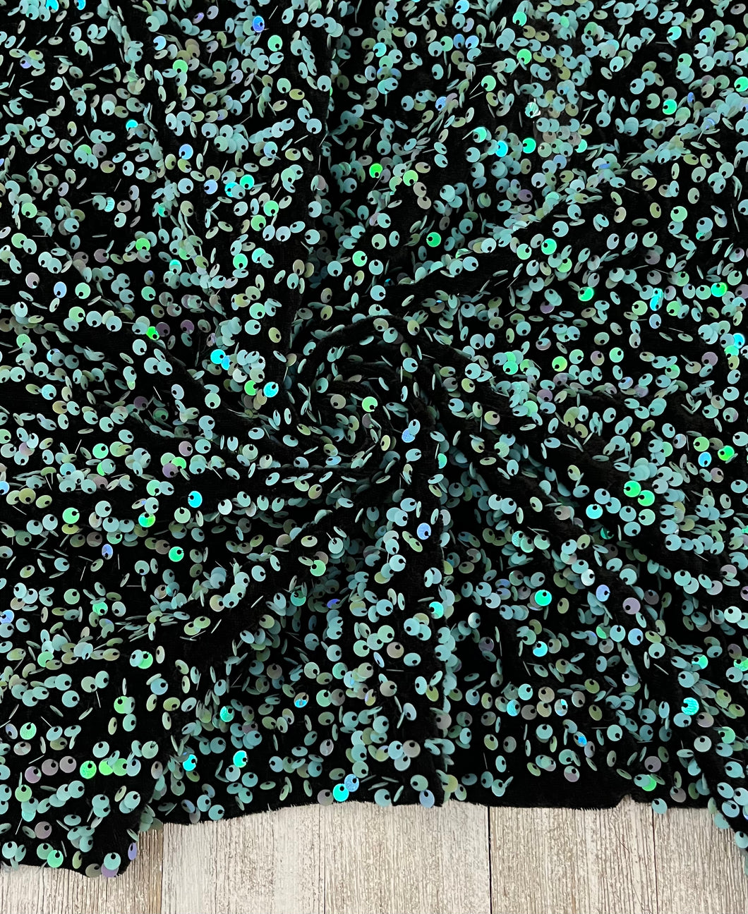 Velvet sequin AQUAMARINE