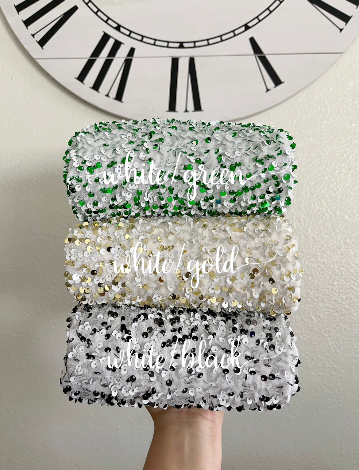 Velvet sequin white / gold