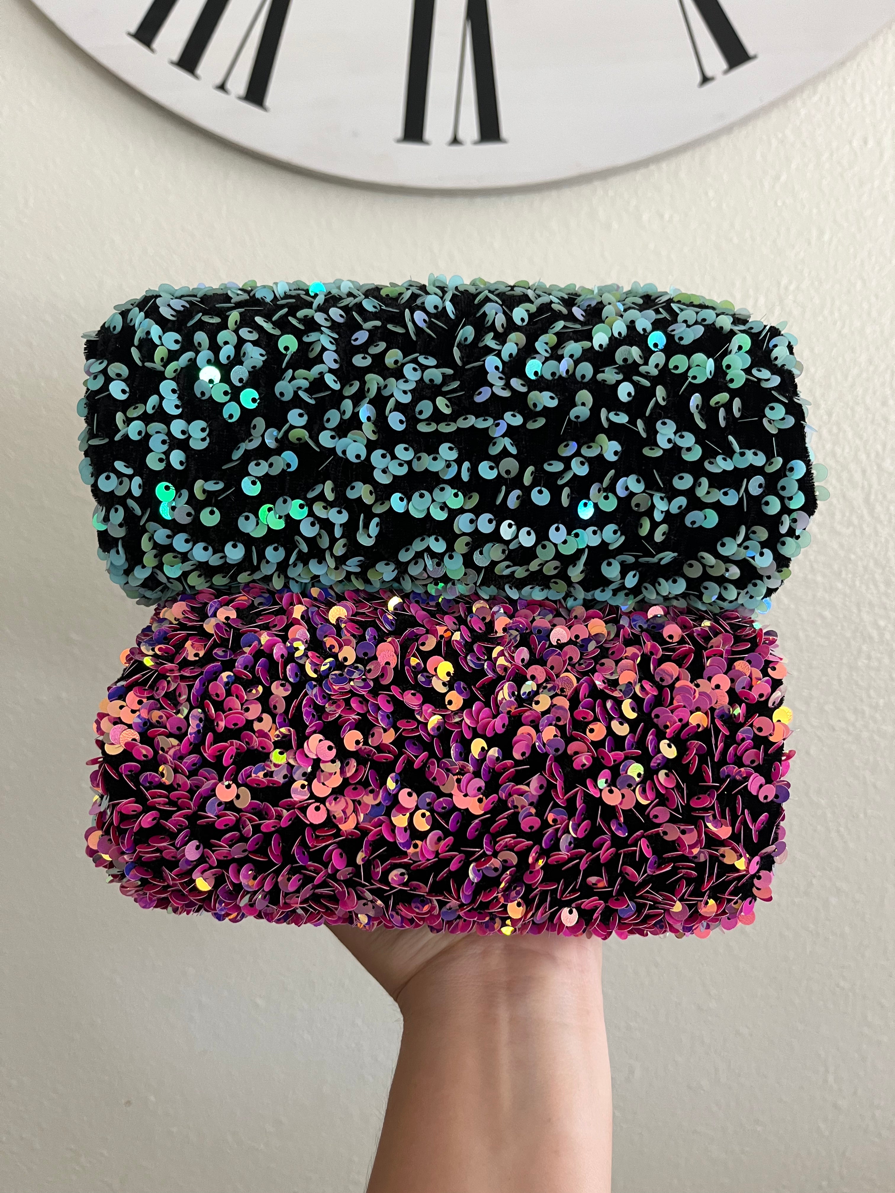 Velvet sequin AQUAMARINE