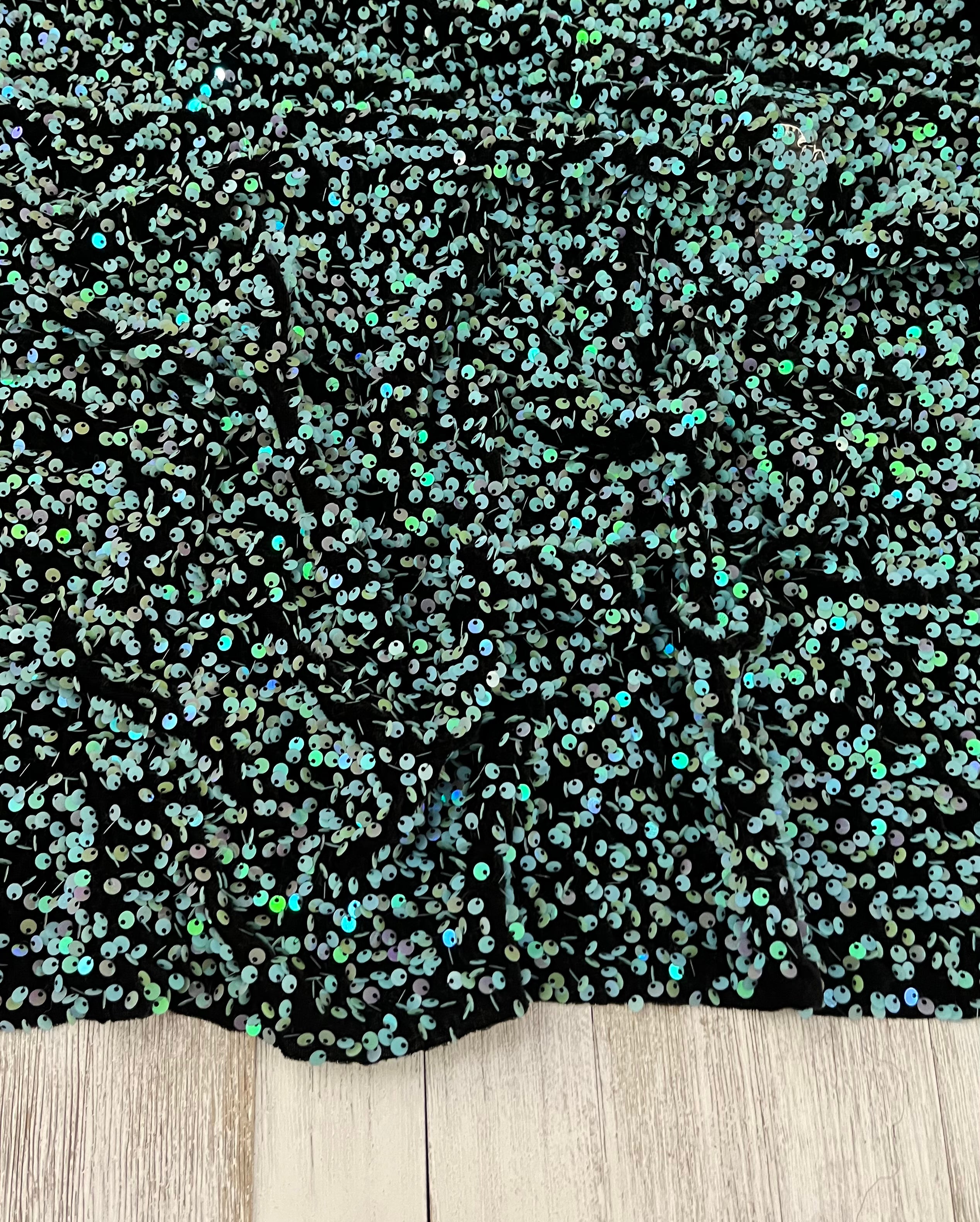 Velvet sequin AQUAMARINE